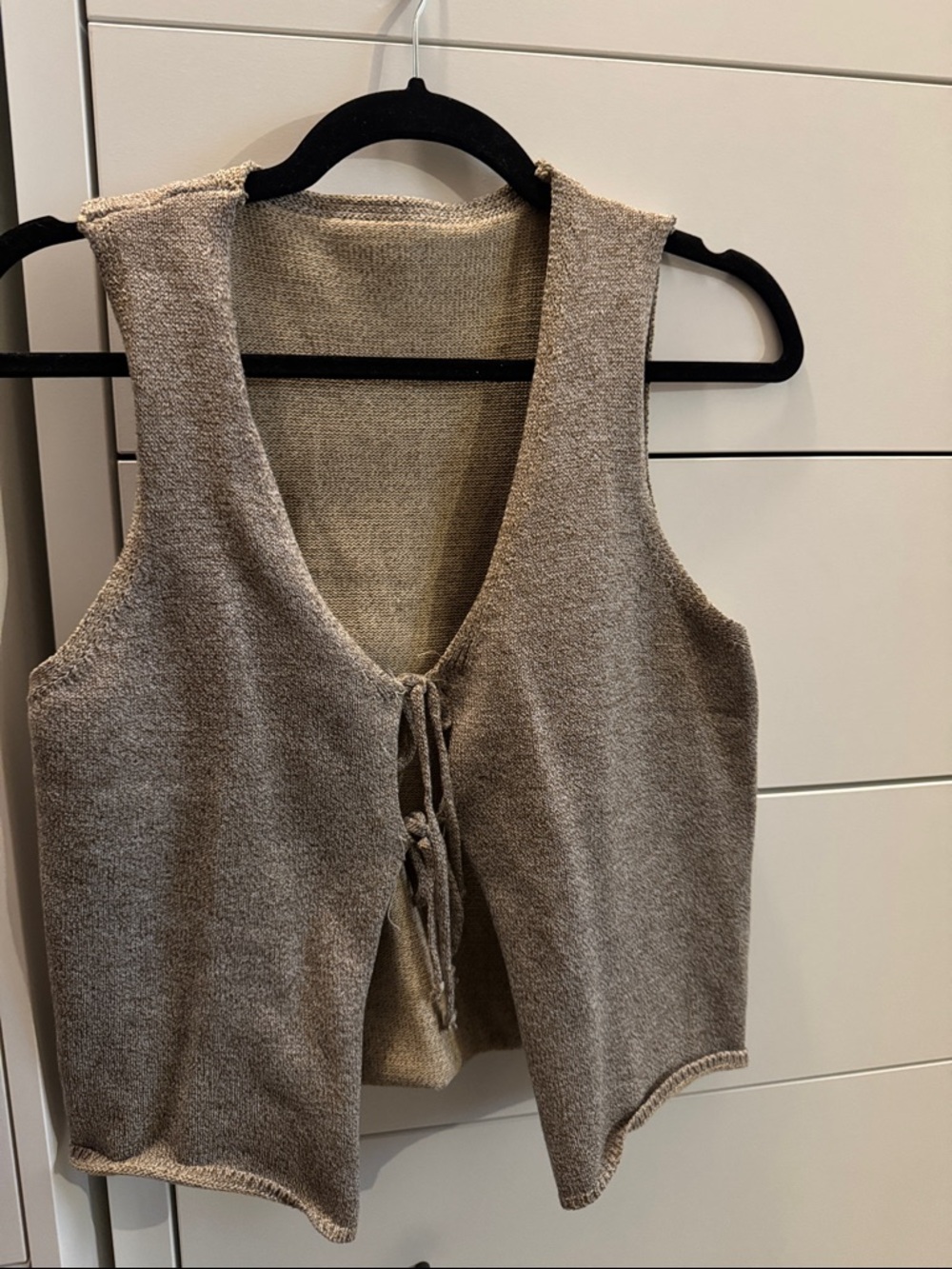 Knit Tie-Front Vest in Taupe